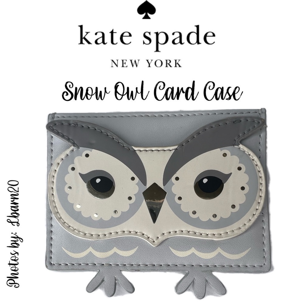 Kate Spade Snow Owl Credit Card Leather Case Gray